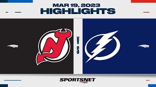 NHL Highlights  Devils vs Lightning  March 19 2023 [upl. by Oniuqa]