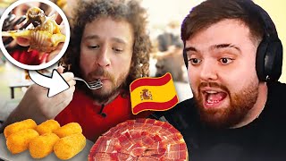 REACCIONANDO A LUISITO COMUNICA PROBANDO COMIDA CALLEJERA ESPAÑOLA [upl. by Pfeifer956]