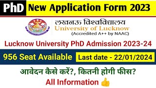 Lucknow University PhD Application 2023 How to Apply Government University PhD Admission 2023 [upl. by Boar432]