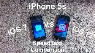 iOS 7 vs iOS 12 iPhone 5s SpeedTest [upl. by Tunk867]