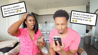 trigger warning ladies REACTING TO THE WORST PICKUP LINES EVER [upl. by Remos]