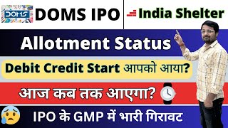 Doms industries IPO Allotment Status कब आएगा  India Shelter IPO Allotment  Doms IPO GMP smt [upl. by Jaylene]