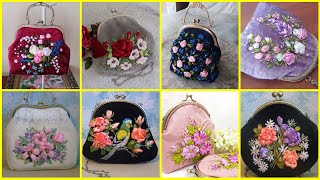 Bag design ideas  silk ribbon embroidery designs  handbags for girls  ribbon flowers  diy bag [upl. by Eixirt727]