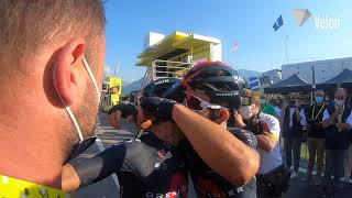 Tour de France 2020 Kwiatkowski and Carapaz celebrate INEOS Grenadiers 12 on Stage 18 [upl. by Lehrer389]