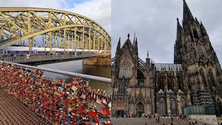 Cathedral amp Hohenzollern Bridge 🛕🌁 🌉 in  Koln Germany 🇩🇪 January 2024 [upl. by Tiphani]