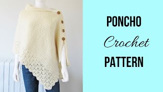 Easy Crochet Poncho from a Rectangle [upl. by Azal]