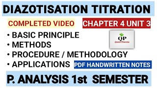 Diazotization Titration  Basic Principle  Method  Procedure  Ch 4 Unit 3  P Analysis 1st sem [upl. by Zalucki]