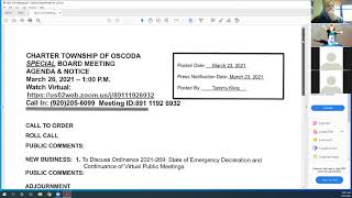 Oscoda Board Special Meeting 20210326 [upl. by Nosyd]