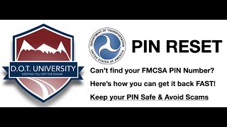 FMCSA PIN Number  How to Reset or Request so you can Update your MCS150 USDOT Number or Portal 👍 [upl. by Jessee]