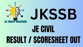 JKSSB JE CIVIL SCORECARD OUT  jkssb [upl. by Annaoj]