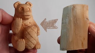 Ведмідь  Різьба по дереву  bear wood carving [upl. by Llehcnom]