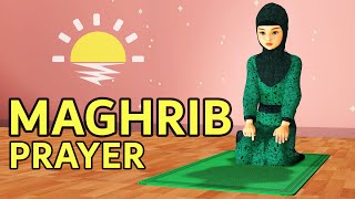 How to pray Maghrib for Girls  Step by Step  with Subtitle [upl. by Dlonyer]