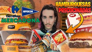 PROBANDO TODAS las HAMBURGUESAS PREPARADAS de MERCADONA CARREFOUR HIPERCOR 🍔  ¿ESTÁN BUENAS [upl. by Etnaihc]