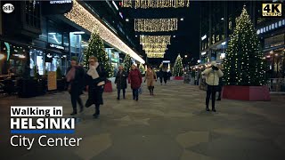 Busy Saturday Night Walk in Helsinki Finland City Center  13 November 2021 [upl. by Gamages]