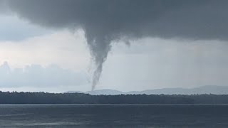 Apparent waterspout spotted over Sebago Lake [upl. by Baldridge826]