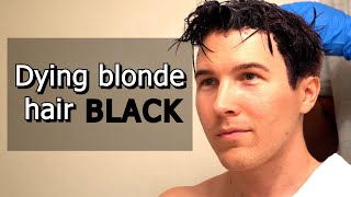 Dying blonde hair black on men results [upl. by Ettenyar335]