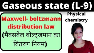 L9bsc first year physical chemistry notes in hindi Maxwell  boltzmann distribution law in hindi [upl. by Ornstead]