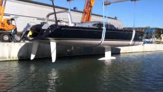 Launching new carbon yacht SHIPMAN 80 Спуск на воду Shipmn80m4v [upl. by Ysteb]