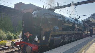 1Z70 LSL West country class 34046 departing Preston platform 6 with 47828 to Carlisle on lakelander [upl. by Reniti701]