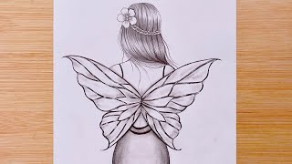 How to draw a fairy  Step by step Pencil Sketch for beginners  Fairy Drawing Tutorial [upl. by Slavic]