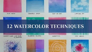 12 WATERCOLOR TECHNIQUES FOR BEGINNERS [upl. by Constanta]