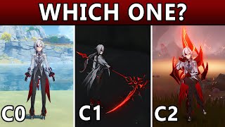 Arlecchino  C0 vs C1 vs C2  Full Abyss Run Side by Side [upl. by Auqeenwahs27]