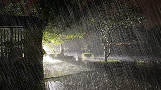 Heavy Rainstorm in Garden House with Lightning Flashed amp Thunder Rumbled Rain Sounds for Sleeping [upl. by Amrita]