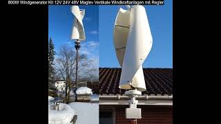 800W Windgenerator Kit 12V 24V 48V Maglev Vertikale Windkraftanlagen mit Regler [upl. by Schubert]