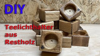 DIY Teelichthalter aus Holz Reststück  Küchenarbeitsplatte bauen Geschenkidee [upl. by Sucrad218]