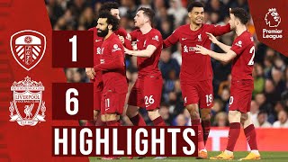 HIGHLIGHTS Leeds United 16 Liverpool  Salah amp Jota double in emphatic display [upl. by Osnofedli]