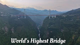 Worlds highest bridge standing 565 meters over a river valley in SW China goes viral among tourists [upl. by Ratib]