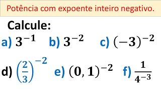 Potenciação Lista  Potência com expoente negativo definição e exercícios [upl. by Navonoj]