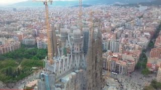 Barcelona Spain 🇪🇸  Sagrada Familia Cathedral 4K Drone Footage [upl. by Sergei914]