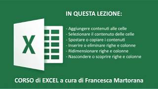 EXCEL tutorial 2 Aggiungere dati Operare su righe e colonne in Excel [upl. by Sukhum826]