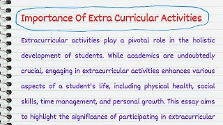 Essay on Importance Of Extra Curricular Activities [upl. by Melvyn]