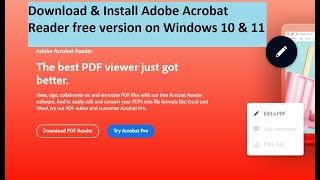 How to Download amp Install Adobe Acrobat Reader free version on Windows 10 amp Windows 11 [upl. by Noyek942]