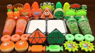 Orange vs Green  Mixing Random Things into GLOSSY Slime Satisfying Slime Videos 80 [upl. by Marisa]