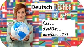 Für  wofür  dafür  Deutsch A2 B1 B2 [upl. by Arva34]