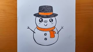 DESSINER UN BONHOMME DE NEIGE FACILE  Comment dessiner un bonhomme avec un crayon  dessiner Noël [upl. by Ideih]