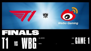 WBG vs T1  Game 1  FINALS Stage  2023 Worlds  Weibo Gaming vs T1 2023 [upl. by Anaibib]