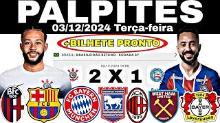 PALPITES E APOSTAS DE FUTEBOL PARA HOJE 03122024 BILHETE PRONTO TERÇAFEIRA Bet wins [upl. by Azzil]