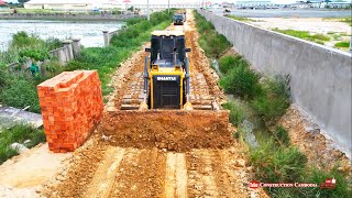 Flood Land Restoration For Land clearing by Operator Shantui dh17c2 bulldozer 5ton Dump Trucks [upl. by Neukam]