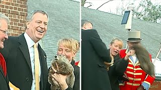 Archive 10 years since Bill de Blasio dropped Staten Island Chuck [upl. by Releyks]