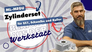 Bericht aus der Werkstatt  Neues MLMEGU Zylinderset für SIMSONFahrzeuge S51 Schwalbe  Roller [upl. by Zil188]