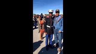 Surprise photobomb Marine couple reunites at Parris Island graduation [upl. by Gothard]