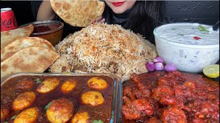 ASMR EATING SPICY CHICKEN BIRYANICHICKEN LOLLIPOPEGG CURRYSOFT PARATHARAITA AND EXTRA GRAVY [upl. by Neelra841]