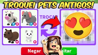 TROCANDO PETS ANTIGOS O que trocam por Vaca Elefante Capivara e Fox Ártico no Adopt Me ROBLOX [upl. by Eannej]