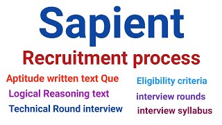 Sapient Recruitment Process Latest Eligibility criteria Written text RoundTechnical RoundF2F [upl. by Amieva]