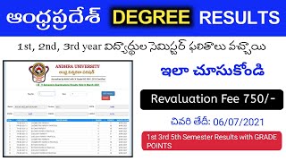 AU Degree Exam Results 2021 all semester  AP DEGREE Results march 2021  1st 3rd 5th semester [upl. by Gauthier]