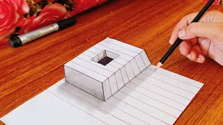 Trick 3D Art on paper  How To Draw 3D Hole on paper  3d drawing hole on paper for beginners [upl. by Adnorahs945]